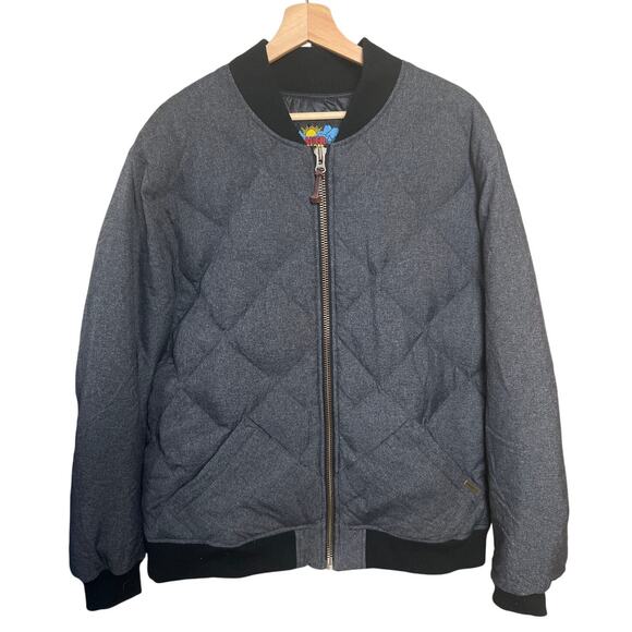 Eddie Bauer Down 2XL Nylon Zip up Gray Sweater Skyliner Model - Picture 1 of 7